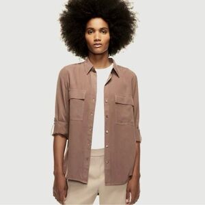 Babaton Utility Button Down Shirt in Mauve Pink